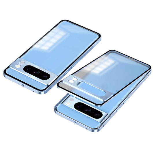 For Google Pixel 8 Pro Snap Buckle Metal Frame Frosted Phone Case(Blue) - Google Cases by PMC Jewellery | Online Shopping South Africa | PMC Jewellery | Buy Now Pay Later Mobicred