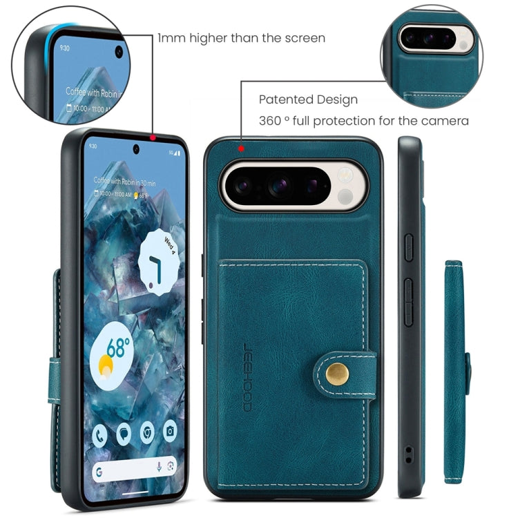 For Google Pixel 9 Pro JEEHOOD J01 Retro Magnetic Detachable Wallet Phone Case(Blue) - Google Cases by JEEHOOD | Online Shopping South Africa | PMC Jewellery | Buy Now Pay Later Mobicred