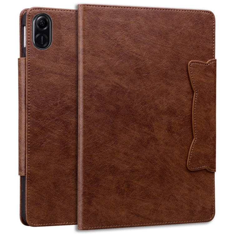 For Honor Pad X9 / X8 Pro Cat Buckle Leather Tablet Case(Brown) - Honor by PMC TechLife | Online Shopping South Africa | PMC TechLife | Buy Now Pay Later Mobicred