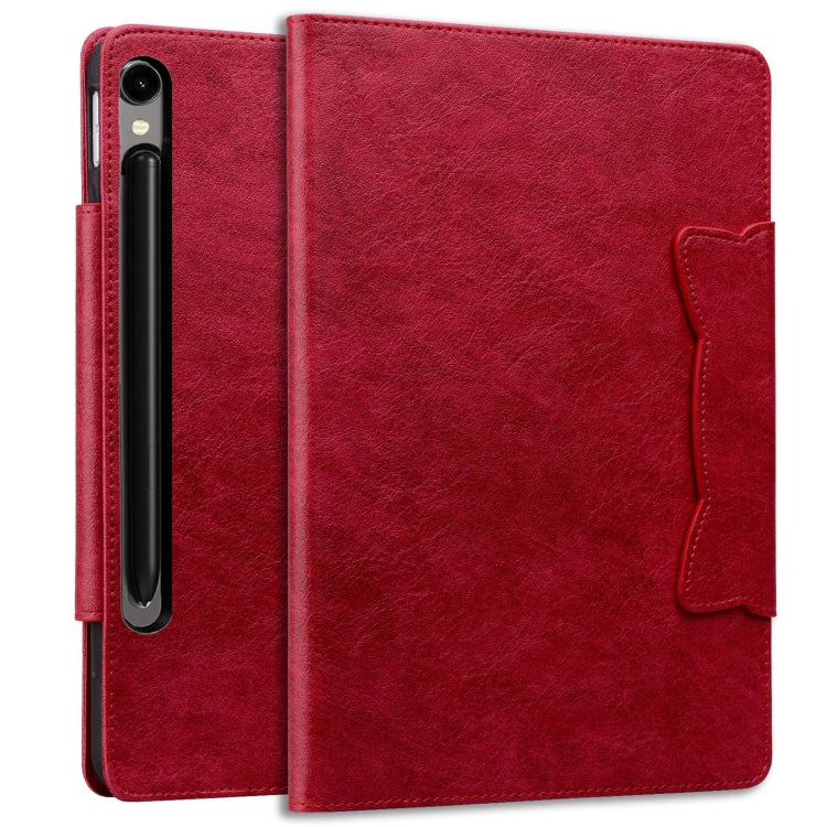 For Samsung Galaxy Tab S9+ / S8+ / S7+ Cat Buckle Leather Smart Tablet Case(Red) - Galaxy Tab S9+ Cases by PMC Jewellery | Online Shopping South Africa | PMC Jewellery | Buy Now Pay Later Mobicred