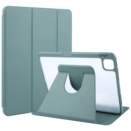 For iPad Pro 11 2024 GEBEI Acrylic TPU 3-folding Rotating Smart Tablet Leather Case withh Pen Slot(Dark Green) - iPad Pro 11 2024 Cases by GEBEI | Online Shopping South Africa | PMC Jewellery | Buy Now Pay Later Mobicred