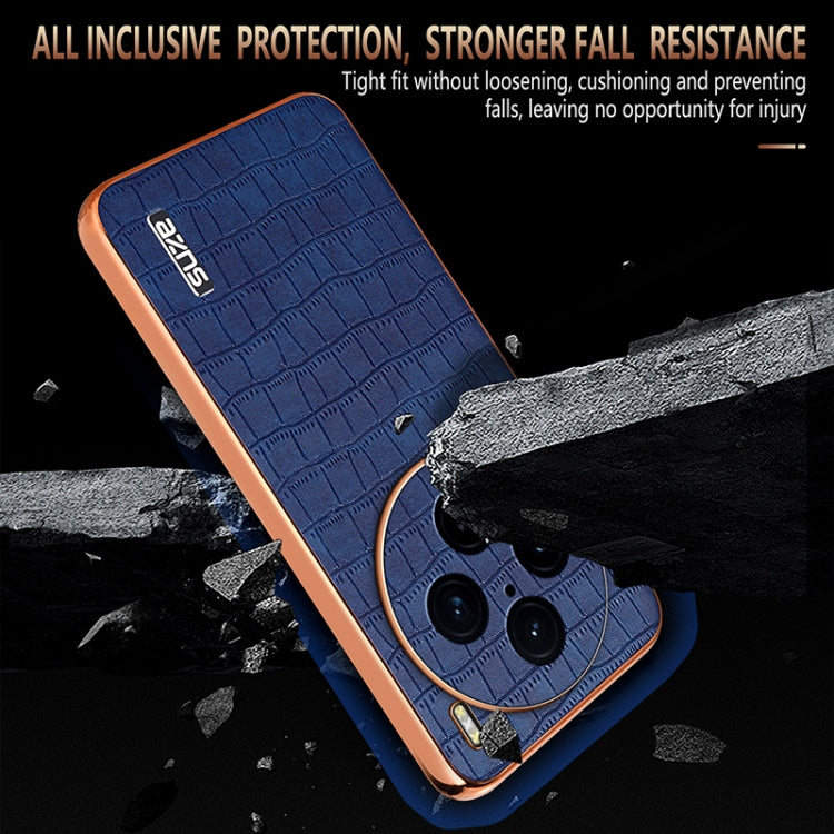 For vivo X100 Pro 5G / X100s Pro AZNS Electroplated Frame Crocodile Texture Full Coverage Phone Case(Blue) - X100 Pro Cases by AZNS | Online Shopping South Africa | PMC Jewellery | Buy Now Pay Later Mobicred