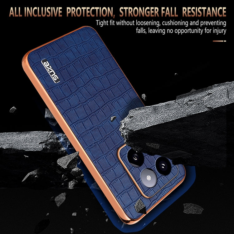 For Xiaomi 14 Pro AZNS Electroplated Frame Crocodile Texture Full Coverage Phone Case(Black) - 14 Pro Cases by AZNS | Online Shopping South Africa | PMC Jewellery | Buy Now Pay Later Mobicred