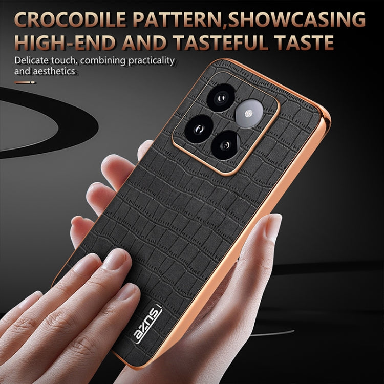 For Xiaomi 14 Pro AZNS Electroplated Frame Crocodile Texture Full Coverage Phone Case(White) - 14 Pro Cases by AZNS | Online Shopping South Africa | PMC Jewellery | Buy Now Pay Later Mobicred