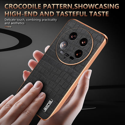 For Xiaomi 14 Ultra AZNS Electroplated Frame Crocodile Texture Full Coverage Phone Case(Black) - 14 Ultra Cases by AZNS | Online Shopping South Africa | PMC Jewellery | Buy Now Pay Later Mobicred