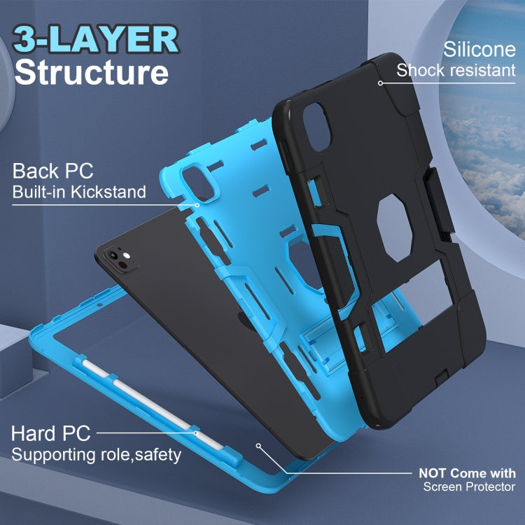For iPad Pro 11 2024 Contrast Color Silicone Acrylic PC Tablet Case with Holder(Black Blue) - iPad Pro 11 2024 Cases by PMC Jewellery | Online Shopping South Africa | PMC Jewellery | Buy Now Pay Later Mobicred