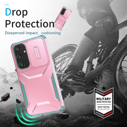 For Samsung Galaxy S25 5G / S24 5G Sliding Camshield Phone Case(Pink + Grey Green) - Galaxy S24 5G Cases by PMC Jewellery | Online Shopping South Africa | PMC Jewellery | Buy Now Pay Later Mobicred