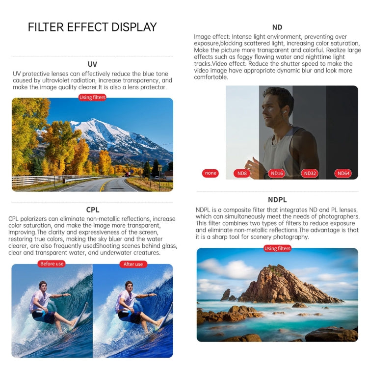 For DJI Osmo Action 4 JUNESTAR Threaded Camera Lens Filter, Filter:ND64 - Lens Filter by JSR | Online Shopping South Africa | PMC TechLife | Buy Now Pay Later Mobicred