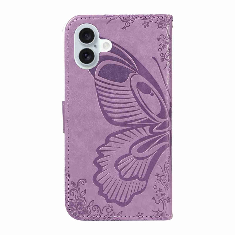 For iPhone 16 Plus Swallowtail Butterfly Embossed Leather Phone Case(Purple) - iPhone 16 Plus Cases by PMC TechLife | Online Shopping South Africa | PMC TechLife | Buy Now Pay Later Mobicred
