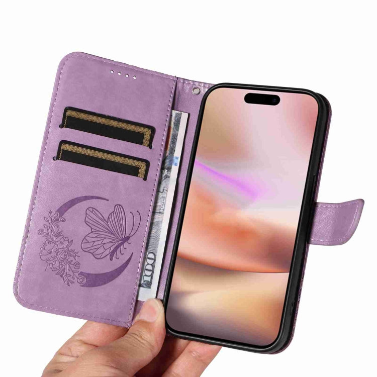 For iPhone 16 Plus Swallowtail Butterfly Embossed Leather Phone Case(Purple) - iPhone 16 Plus Cases by PMC TechLife | Online Shopping South Africa | PMC TechLife | Buy Now Pay Later Mobicred