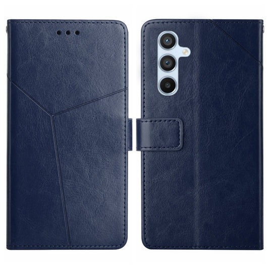 For Samsung Galaxy S25 5G Y-shaped Pattern Flip Leather Phone Case(Blue) - Galaxy S25 5G Cases by PMC Jewellery | Online Shopping South Africa | PMC Jewellery | Buy Now Pay Later Mobicred