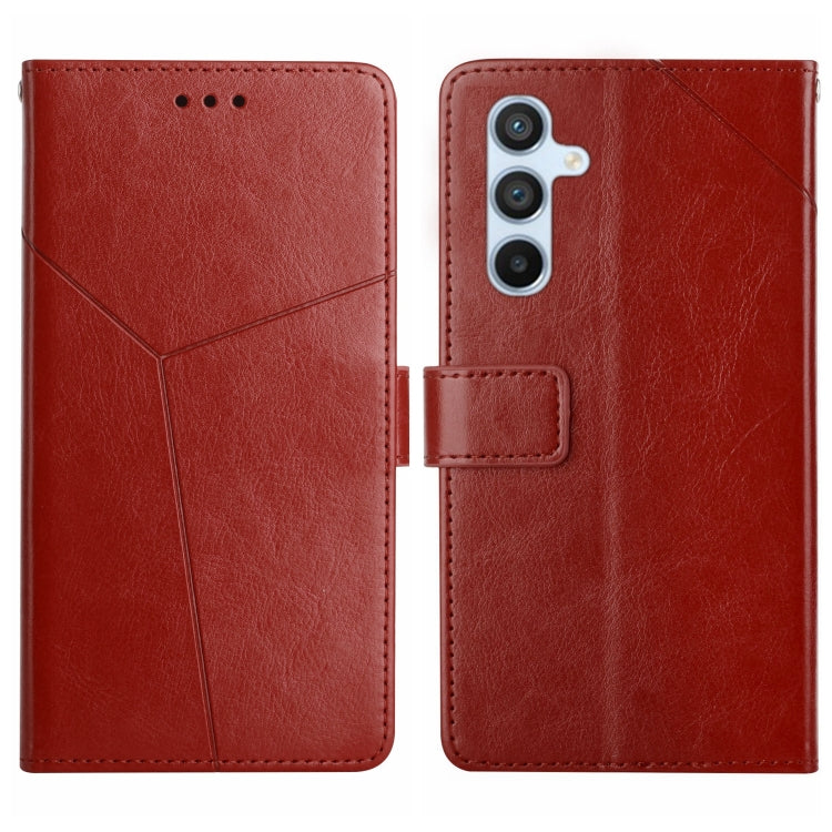For Samsung Galaxy S25 5G Y-shaped Pattern Flip Leather Phone Case(Brown) - free shipping - PMC Jewellery - Order now!
