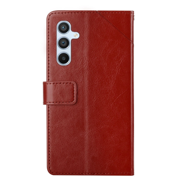 For Samsung Galaxy S25+ 5G Y-shaped Pattern Flip Leather Phone Case(Brown) - Galaxy S25+ 5G Cases by PMC Jewellery | Online Shopping South Africa | PMC Jewellery | Buy Now Pay Later Mobicred