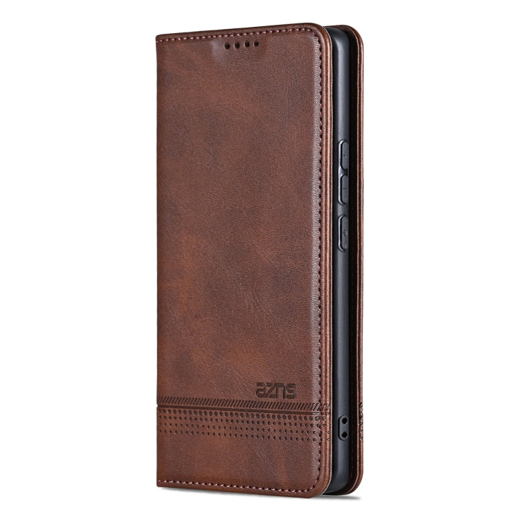 For Redmi Note 14 5G AZNS Magnetic Calf Texture Flip Leather Phone Case(Dark Brown) - Note 14 Cases by AZNS | Online Shopping South Africa | PMC Jewellery | Buy Now Pay Later Mobicred