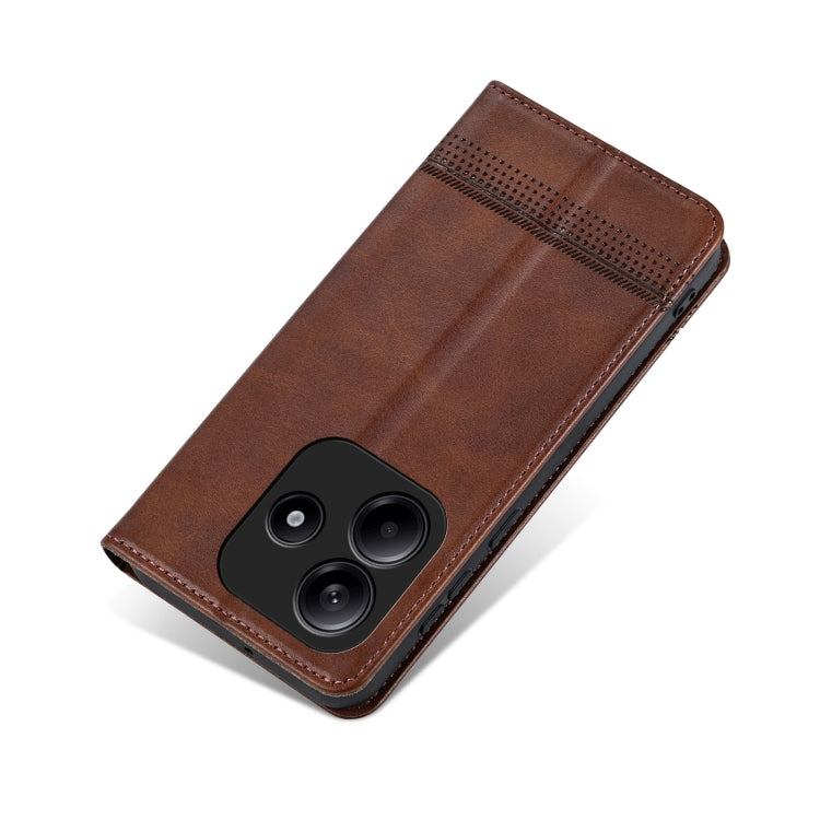 For Redmi Note 14 5G AZNS Magnetic Calf Texture Flip Leather Phone Case(Dark Brown) - Note 14 Cases by AZNS | Online Shopping South Africa | PMC Jewellery | Buy Now Pay Later Mobicred