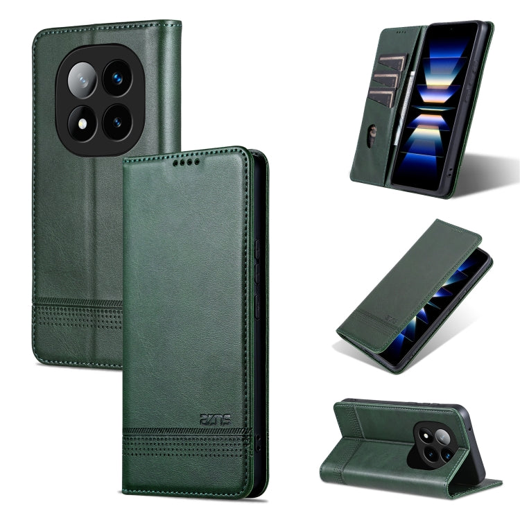 For Redmi Note 14 Pro+ 5G AZNS Magnetic Calf Texture Flip Leather Phone Case(Dark Green) - Note 14 Pro+ Cases by AZNS | Online Shopping South Africa | PMC Jewellery | Buy Now Pay Later Mobicred