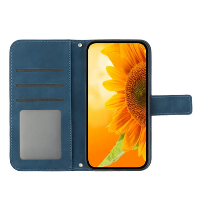 For Samsung Galaxy S25+ 5G Skin Feel Sun Flower Embossed Flip Leather Phone Case with Lanyard(Inky Blue) - Galaxy S25+ 5G Cases by PMC Jewellery | Online Shopping South Africa | PMC Jewellery | Buy Now Pay Later Mobicred