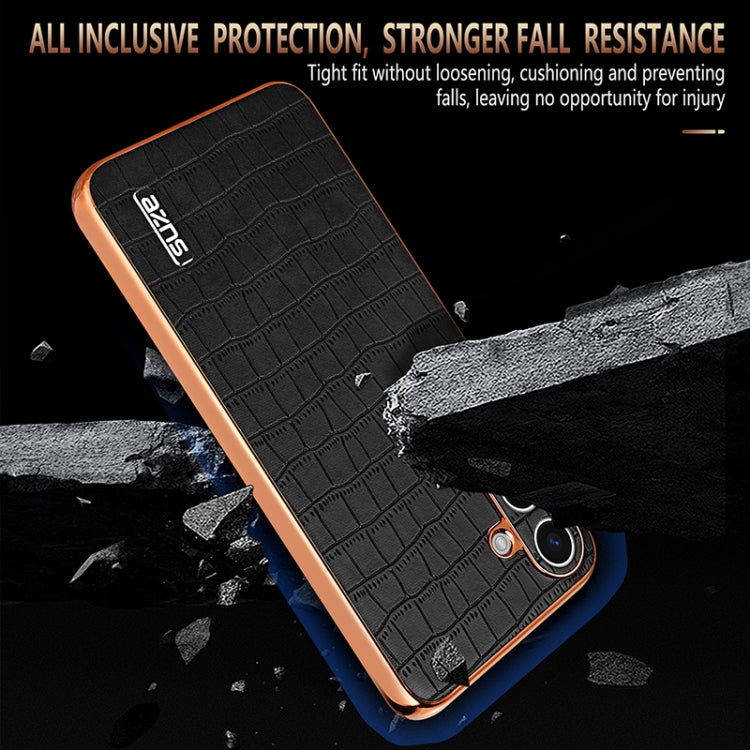 For Samsung Galaxy S25 5G AZNS Electroplated Frame Crocodile Texture Full Coverage Phone Case(White) - free shipping - PMC Jewellery - Order now!
