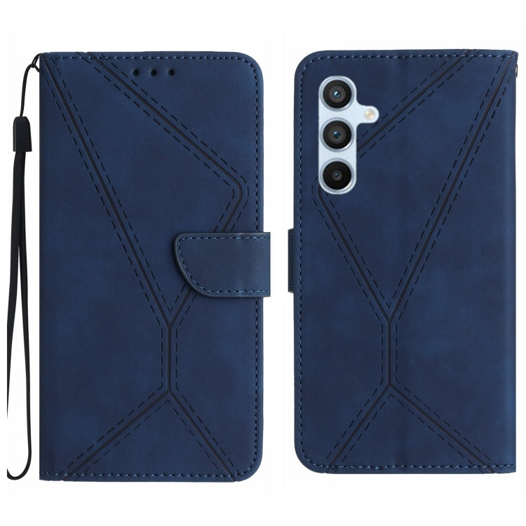 For Samsung Galaxy S25+ 5G Stitching Embossed Leather Phone Case(Blue) - Galaxy S25+ 5G Cases by PMC Jewellery | Online Shopping South Africa | PMC Jewellery | Buy Now Pay Later Mobicred