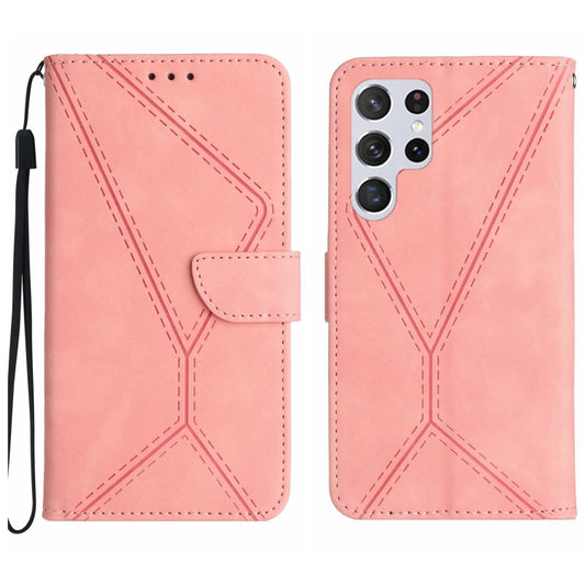 For Samsung Galaxy S25 Ultra 5G Stitching Embossed Leather Phone Case(Pink) - Galaxy S25 Ultra 5G Cases by PMC Jewellery | Online Shopping South Africa | PMC Jewellery | Buy Now Pay Later Mobicred