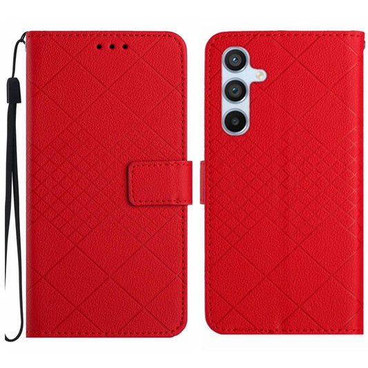 For Samsung Galaxy S25+ 5G Rhombic Grid Texture Leather Phone Case(Red) - Galaxy S25+ 5G Cases by PMC Jewellery | Online Shopping South Africa | PMC Jewellery | Buy Now Pay Later Mobicred