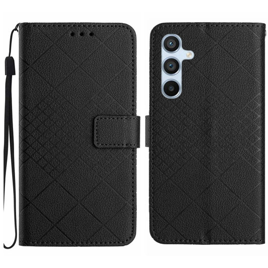 For Samsung Galaxy S25+ 5G Rhombic Grid Texture Leather Phone Case(Black) - Galaxy S25+ 5G Cases by PMC Jewellery | Online Shopping South Africa | PMC Jewellery | Buy Now Pay Later Mobicred