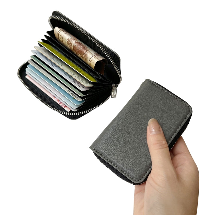 For iPhone 16 Plus Solid Color Zipper 11-Card Slots Bag Phone Case with Lanyard(Grey) - free shipping - PMC Jewellery - Order now!