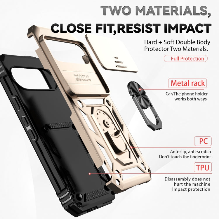 For Google Pixel 9 Sliding Camshield Holder Phone Case(Gold) - Google Cases by PMC TechLife | Online Shopping South Africa | PMC TechLife | Buy Now Pay Later Mobicred