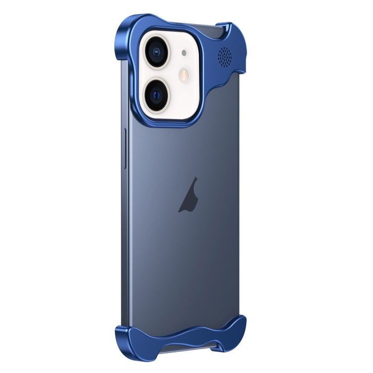 For iPhone 12 Aromatherapy Alloy Frameless Phone Case(Blue) - iPhone 12 / 12 Pro Cases by PMC Jewellery | Online Shopping South Africa | PMC Jewellery | Buy Now Pay Later Mobicred