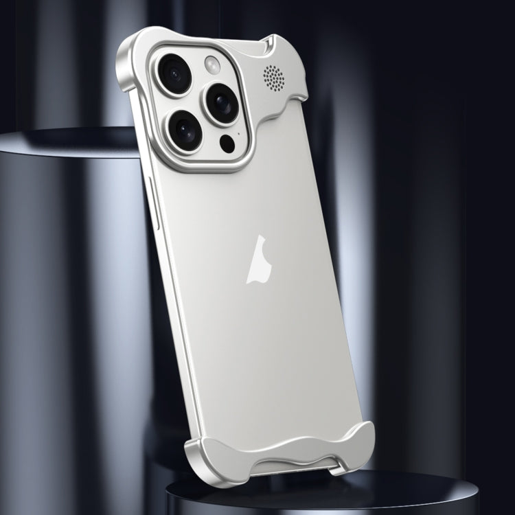 For iPhone 15 Pro Aromatherapy Alloy Frameless Phone Case(Silver) - iPhone 15 Pro Cases by PMC Jewellery | Online Shopping South Africa | PMC Jewellery | Buy Now Pay Later Mobicred