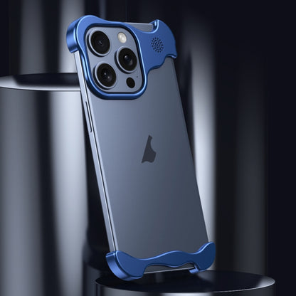 For iPhone 15 Pro Max Aromatherapy Alloy Frameless Phone Case(Blue) - iPhone 15 Pro Max Cases by PMC Jewellery | Online Shopping South Africa | PMC Jewellery | Buy Now Pay Later Mobicred