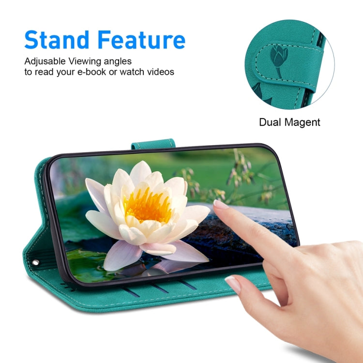 For Motorola Edge 2024 Lotus Embossed Leather Phone Case(Green) - Motorola Cases by PMC Jewellery | Online Shopping South Africa | PMC Jewellery | Buy Now Pay Later Mobicred