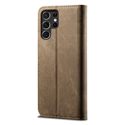 For Samsung Galaxy S25 Ultra 5G Denim Texture Casual Style Horizontal Flip Leather Case(Khaki) - Galaxy S25 Ultra 5G Cases by PMC Jewellery | Online Shopping South Africa | PMC Jewellery | Buy Now Pay Later Mobicred