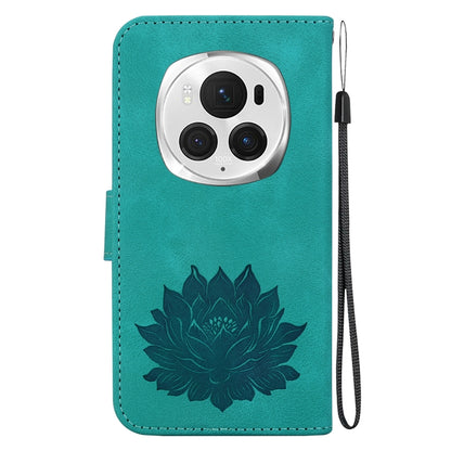 For Honor Magic6 Pro Lotus Embossed Leather Phone Case(Green) - Honor Cases by PMC Jewellery | Online Shopping South Africa | PMC Jewellery | Buy Now Pay Later Mobicred