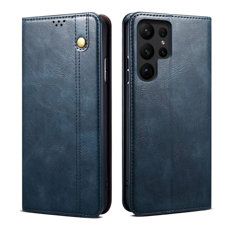 For Samsung Galaxy S25 Ultra 5G Oil Wax Crazy Horse Texture Leather Phone Case(Blue) - Galaxy S25 Ultra 5G Cases by PMC Jewellery | Online Shopping South Africa | PMC Jewellery | Buy Now Pay Later Mobicred