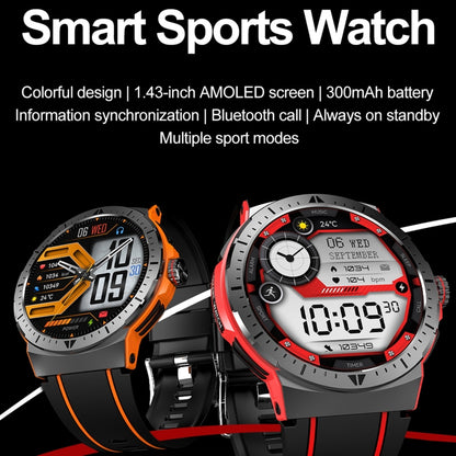 LEMFO HK52 1.43 inch BT5.3 IP68 Sport Smart Watch, Support Bluetooth Call / Message Notification / Heart Rate / Blood Pressure Health Monitor(Orange) - Smart Watches by LEMFO | Online Shopping South Africa | PMC Jewellery | Buy Now Pay Later Mobicred