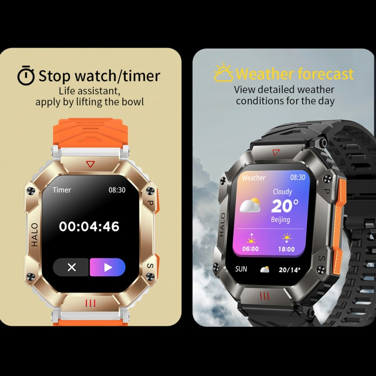 LEMFO KR80 2.0 inch BT5.1 IP67 Sport Smart Watch, Support Bluetooth Call / Sleep / Blood Oxygen / Heart Rate / Blood Pressure Health Monitor(Black+Orange) - Smart Watches by LEMFO | Online Shopping South Africa | PMC Jewellery | Buy Now Pay Later Mobicred