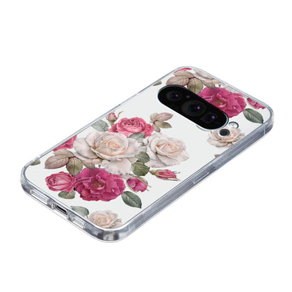 For Google Pixel 9 Colored Drawing Pattern Transparent TPU Phone Case(Peony) - Google Cases by PMC Jewellery | Online Shopping South Africa | PMC Jewellery | Buy Now Pay Later Mobicred