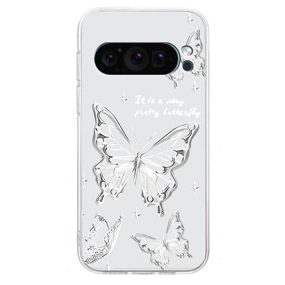 For Google Pixel 9 Colored Drawing Pattern Transparent TPU Phone Case(Butterflies) - Google Cases by PMC Jewellery | Online Shopping South Africa | PMC Jewellery | Buy Now Pay Later Mobicred