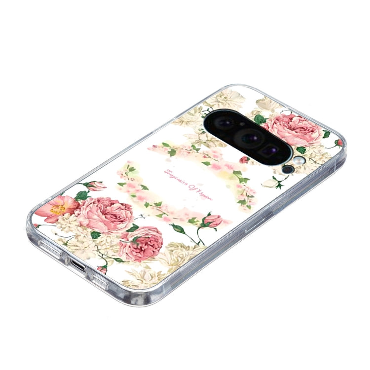 For Google Pixel 9 Pro Colored Drawing Pattern Transparent TPU Phone Case(Rose) - Google Cases by PMC Jewellery | Online Shopping South Africa | PMC Jewellery | Buy Now Pay Later Mobicred