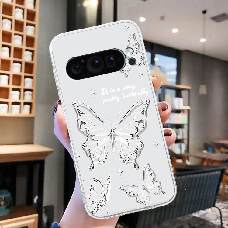 For Google Pixel 9 Pro Colored Drawing Pattern Transparent TPU Phone Case(Butterflies) - Google Cases by PMC Jewellery | Online Shopping South Africa | PMC Jewellery | Buy Now Pay Later Mobicred