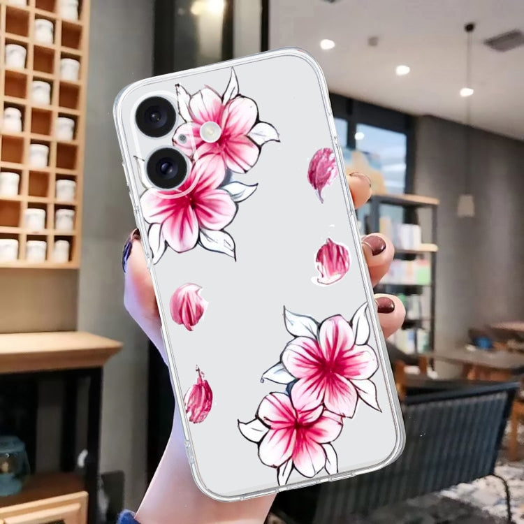 For iPhone 16 Colored Drawing Pattern Transparent TPU Phone Case(Sakura) - iPhone 16 Cases by PMC Jewellery | Online Shopping South Africa | PMC Jewellery | Buy Now Pay Later Mobicred