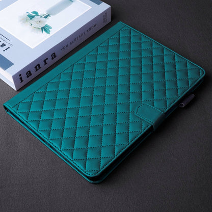 For Lenovo Tab M11 / Xiaoxin Pad 11 2024 Rhombus Lattice Leather Tablet Case(Dark Green) - Lenovo by PMC Jewellery | Online Shopping South Africa | PMC Jewellery | Buy Now Pay Later Mobicred