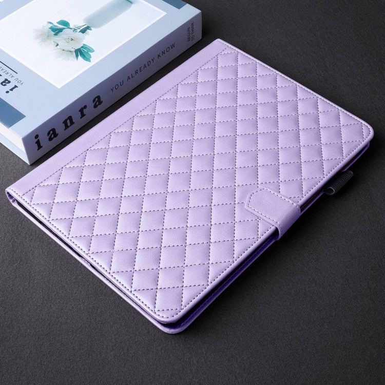 For Samsung Galaxy Tab S9 FE+ / S9+ Rhombus Lattice Leather Tablet Case(Purple) - Galaxy Tab S9 FE+ by PMC Jewellery | Online Shopping South Africa | PMC Jewellery | Buy Now Pay Later Mobicred