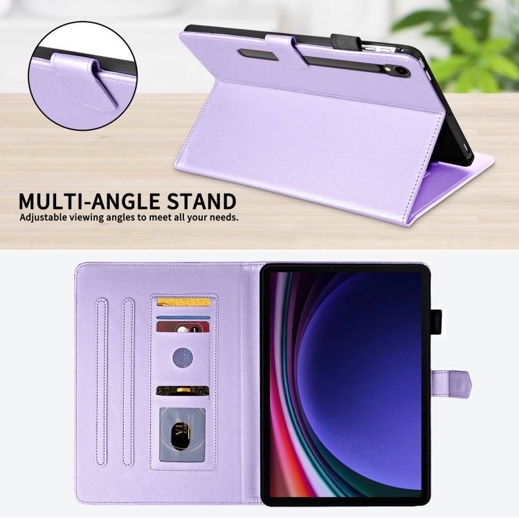 For Samsung Galaxy Tab S9 FE / S9 Rhombus Lattice Leather Tablet Case(Purple) - Galaxy Tab S9 FE by PMC Jewellery | Online Shopping South Africa | PMC Jewellery | Buy Now Pay Later Mobicred