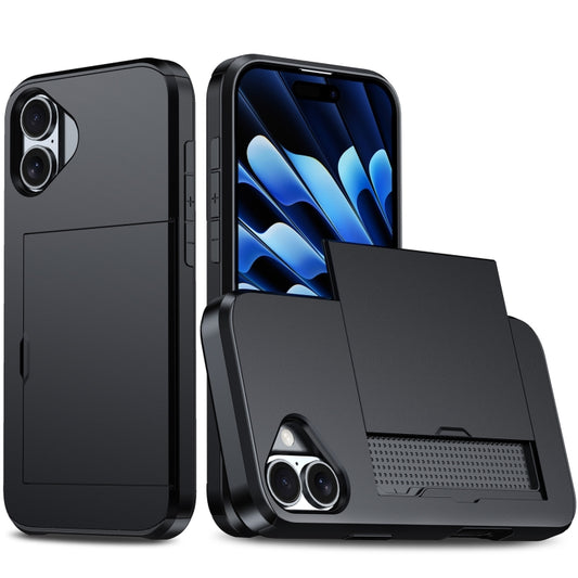 For iPhone 16 Plus Shockproof Armor Phone Case with Card Slot(Black) - iPhone 16 Plus Cases by PMC Jewellery | Online Shopping South Africa | PMC Jewellery | Buy Now Pay Later Mobicred