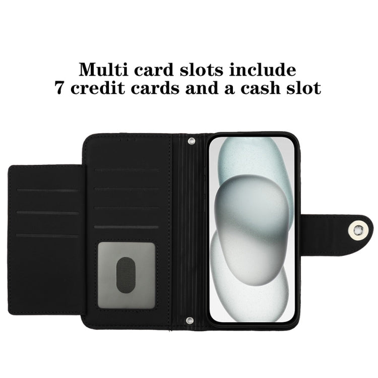 For Blackview A52 Rhombic Texture Flip Leather Phone Case with Lanyard(Black) - More Brand by PMC TechLife | Online Shopping South Africa | PMC TechLife | Buy Now Pay Later Mobicred