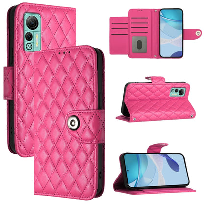 For Ulefone Note 14 Rhombic Texture Flip Leather Phone Case with Lanyard(Rose Red) - Ulefone Cases by PMC Jewellery | Online Shopping South Africa | PMC Jewellery | Buy Now Pay Later Mobicred