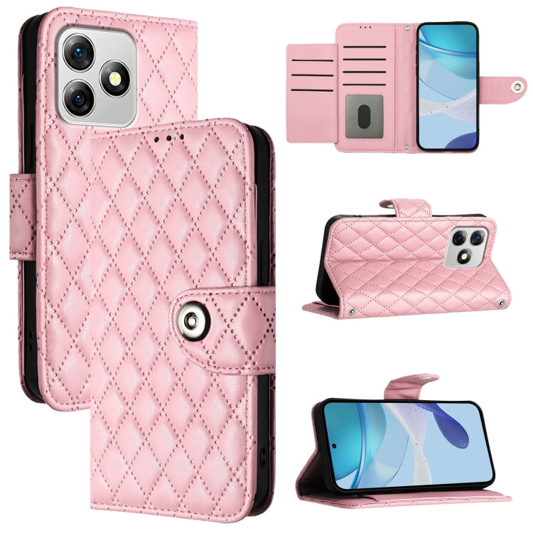 For Ulefone Note 18 Ultra Rhombic Texture Flip Leather Phone Case with Lanyard(Pink) - Ulefone Cases by PMC Jewellery | Online Shopping South Africa | PMC Jewellery | Buy Now Pay Later Mobicred