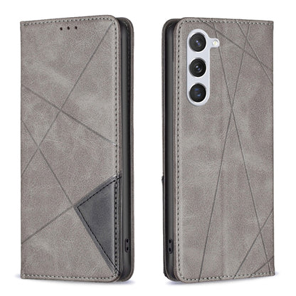 For Samsung Galaxy S25 5G Rhombus Texture Magnetic Leather Phone Case(Grey) - Galaxy S25 5G Cases by PMC Jewellery | Online Shopping South Africa | PMC Jewellery | Buy Now Pay Later Mobicred